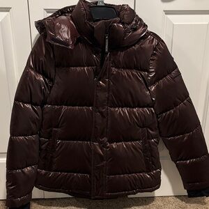 BCBGeneration Shiny Dark Brown Puffer Jacket